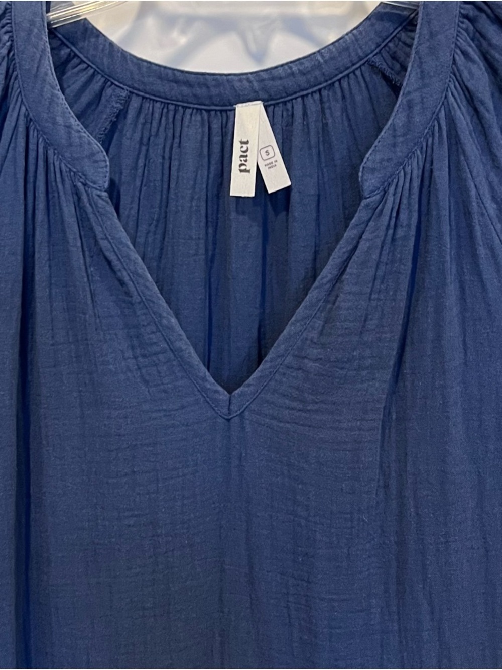 Pact Women's Slate Blue V-Neck Tiered Cotton Dress - Picture 6 of 7